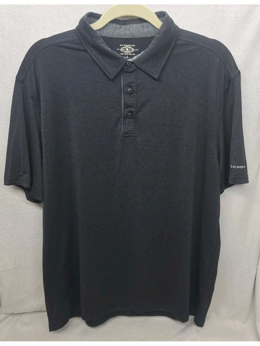 G.H. Bass & Co. Mens Performance Polo Shirt Large Gray Short Sleeve Stretch